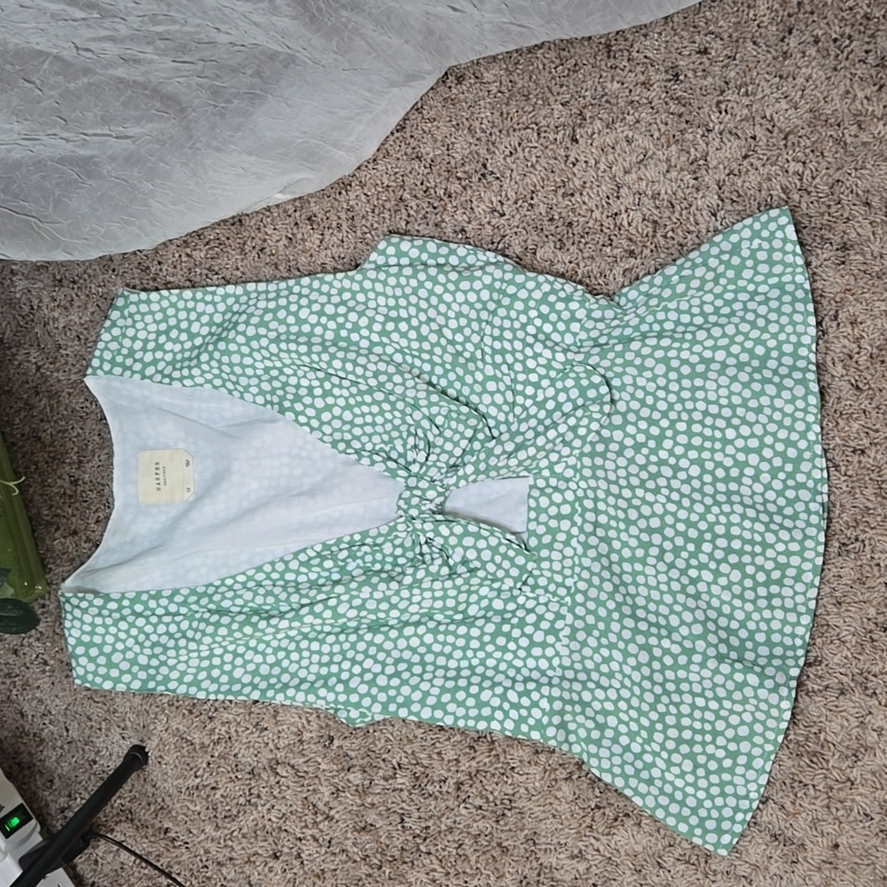 Harper Green and White top